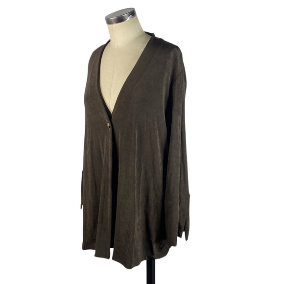 NEW Chicos Travelers Tort Button Jacket Cardigan 3 (XL - 16 / 18) Cocoa Bean - Picture 2 of 9